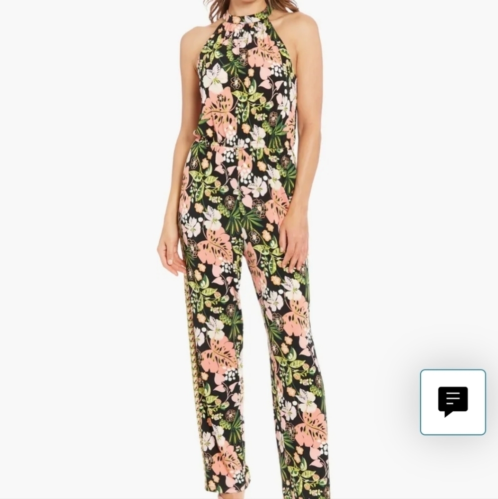 Nordstrom Rack London Times Black Floral Print Mock Neck Jumpsuit 16